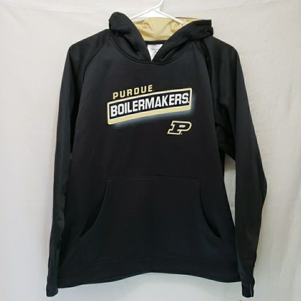 Purdue Boilermakers Youth XL 16/18 Black Gold Performance Hoodie Sweatshirt NWT